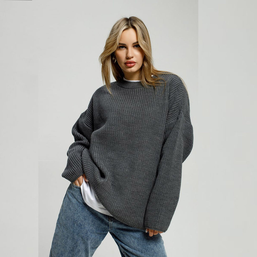 Damen Großer, lässiger Strickpullover mit strukturiertem Muster Drune