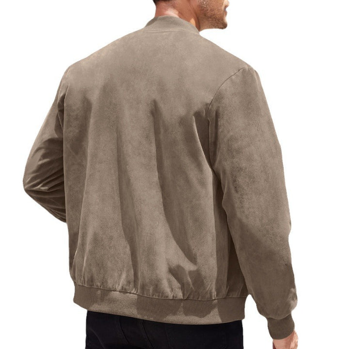Herren elegante Bomberjacke mit hohem Kragen und strukturiertem Stoff Drune