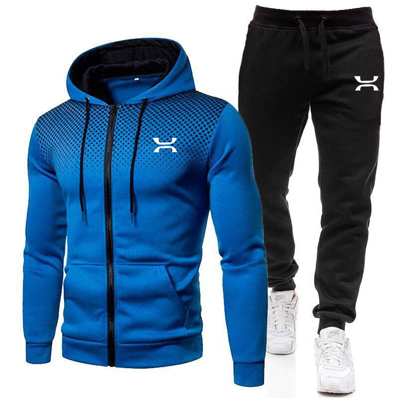 Drune Herren Sportanzug mit Reißverschluss-Hoodie und Jogginghose
