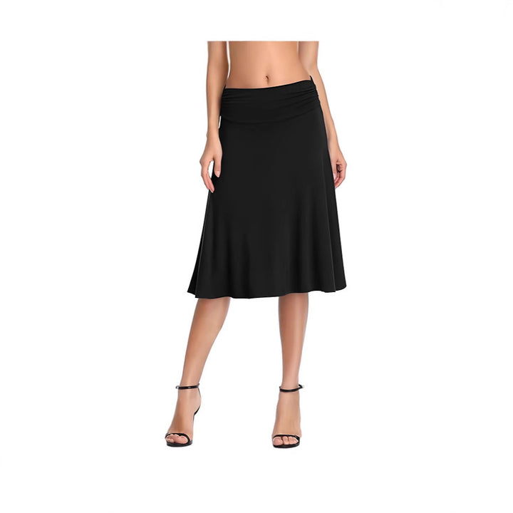 Damen schwingender Midirock mit gerafftem Taillenbund und fließendem Schnitt Drune