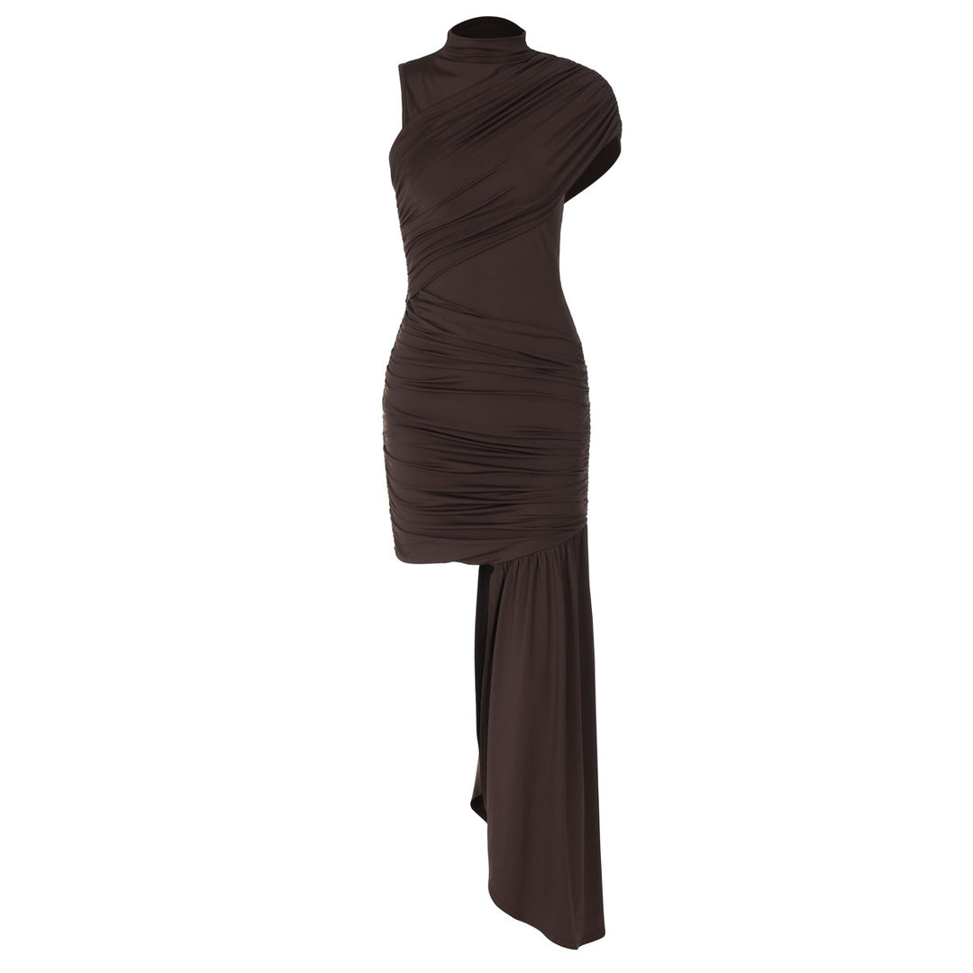 Damen figurumspielendes Cocktailkleid mit asymmetrischem Schnitt und ansprechender Drapierung Drune