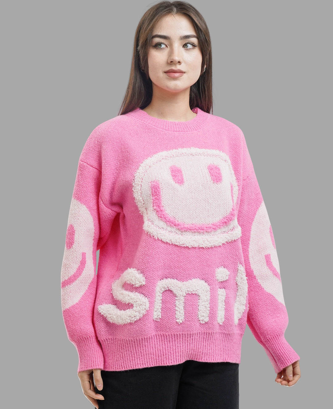 Damen gemütlicher Oversize-Pullover mit lässigem Grafikdesign Drune