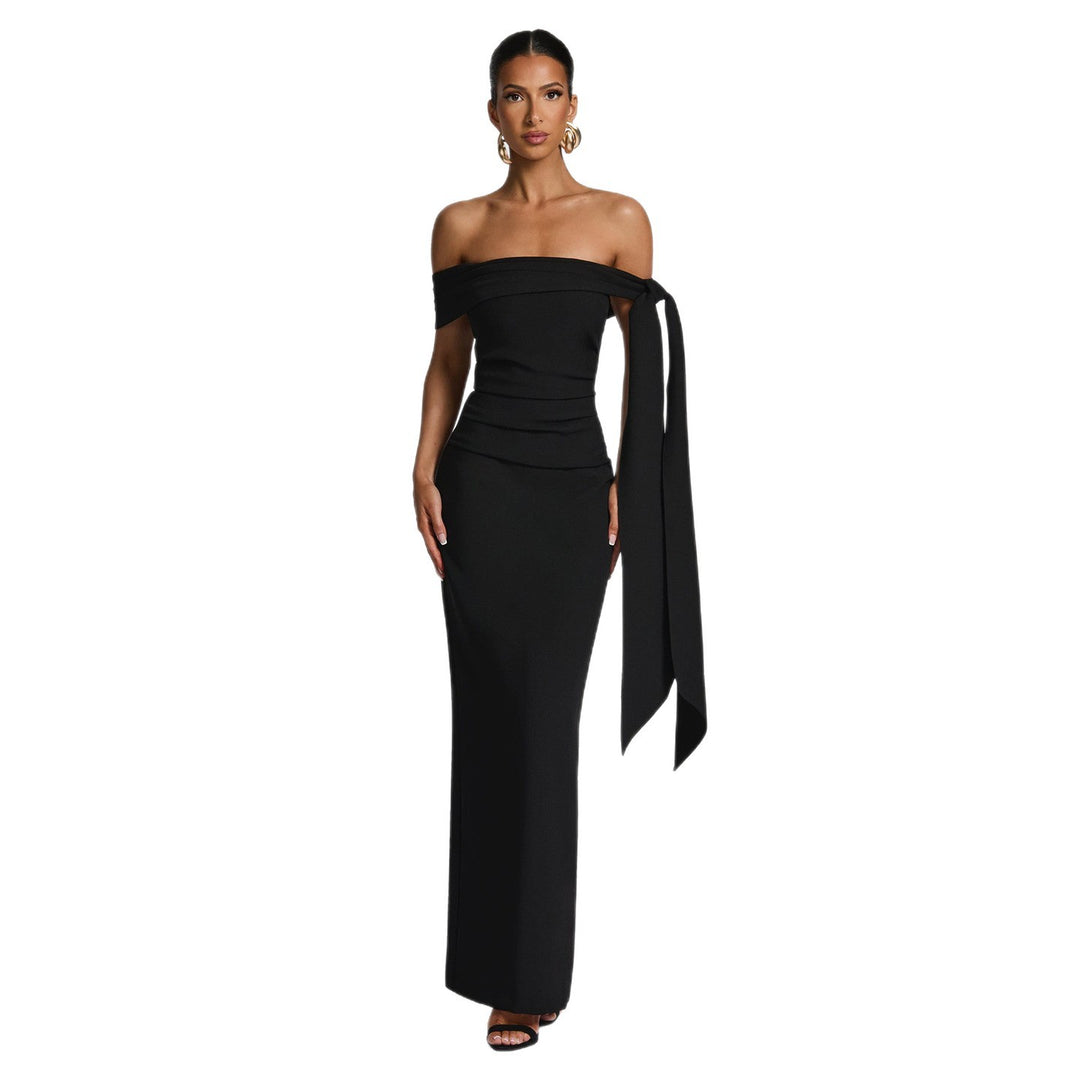 Damen Wickelkleid mit einem eleganten One-Shoulder-Design und modischen Rüschendetails Drune