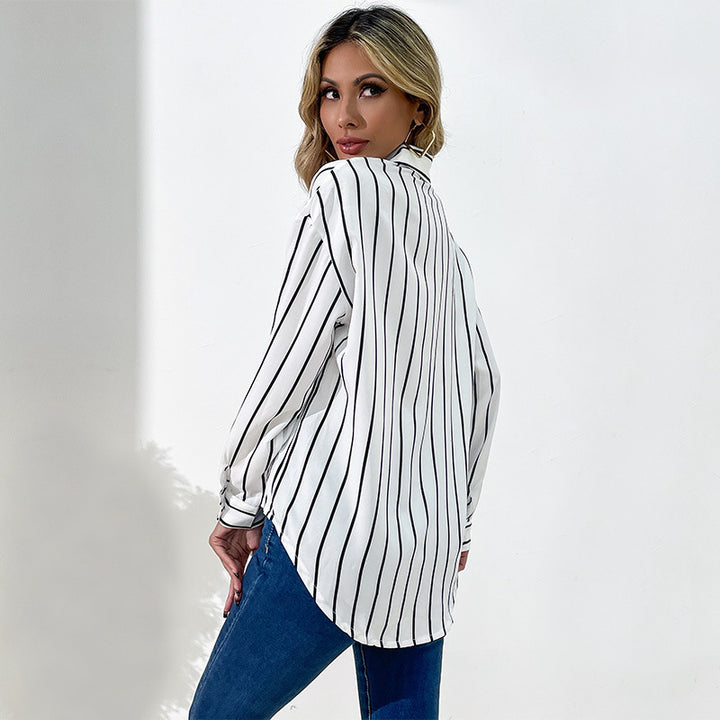 Damen gestreifte Bluse mit modischen Details und eleganter Passform Drune