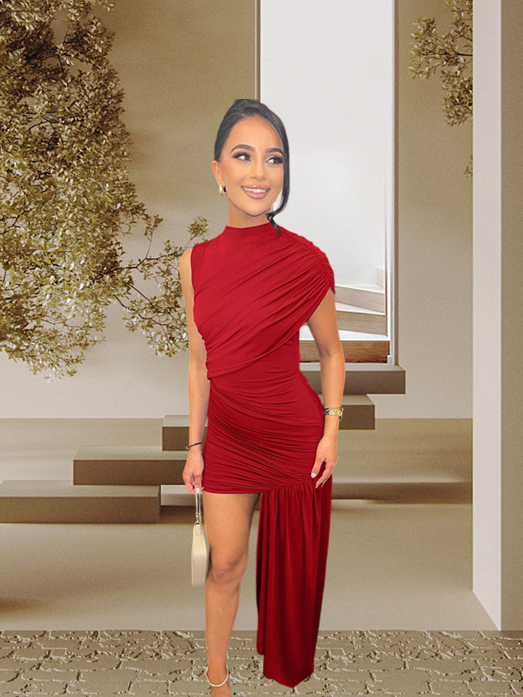 Damen Couture-Minikleid mit asymmetrischem Schnitt und Raffungen Drune