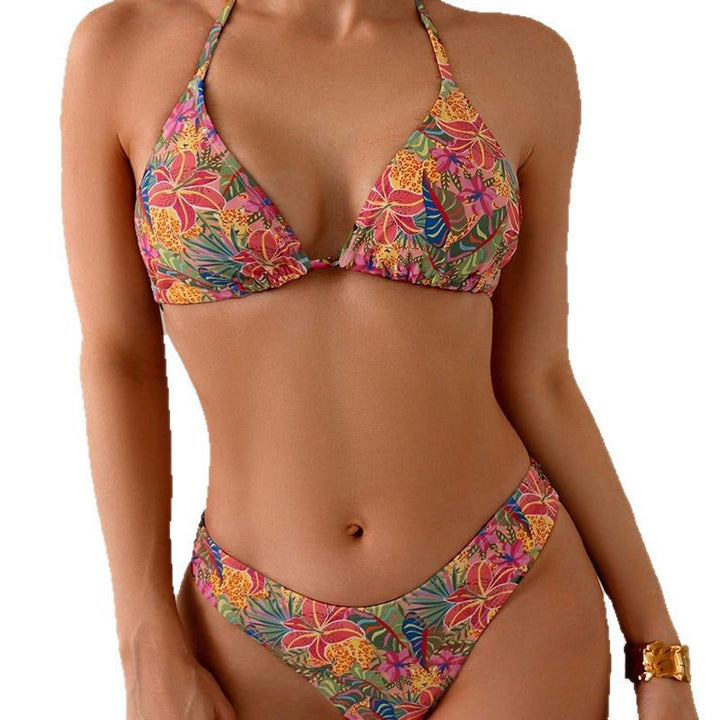 Damen Triangel-Bikini-Set mit floralem Design und verstellbaren Trägern Drune