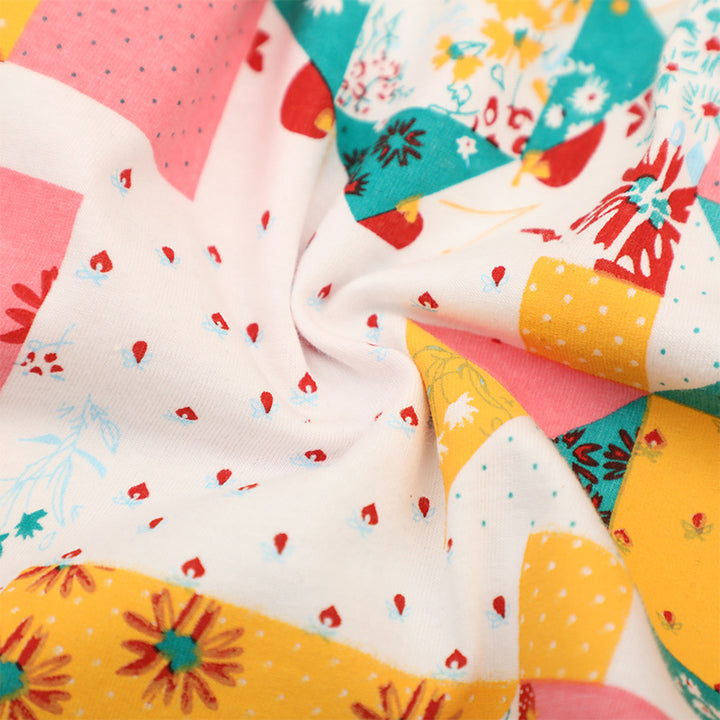Mädchen Kurzarm Kleid mit fröhlichem Patchwork-Design Drune
