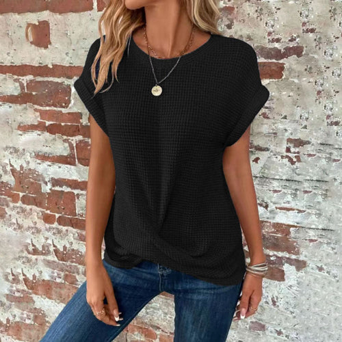 Drune | Strukturiertes Kurzarm-T-Shirt für Damen