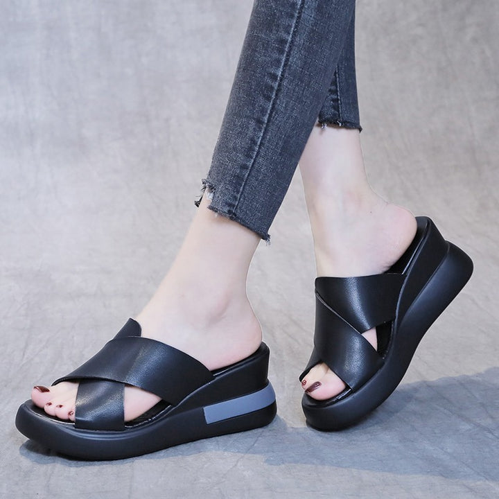 Damen nan Stadtkomfort Keil-Slipper mit ergonomischem viskoelastischem Fußbett und nahtlosem Synthetikobermaterial Drune
