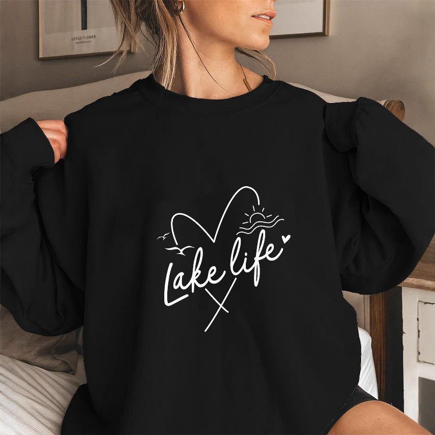 Damen Sweatshirt mit verkürzten Ärmeln und Herzmotiv Drune