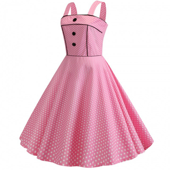 Damen Swingkleid mit Punkten und elegantem Taillengürtel Drune