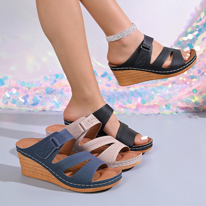 Damen Wedge-Pantoletten mit verstellbarem Riemendesign und anatomischem Fußbett Drune