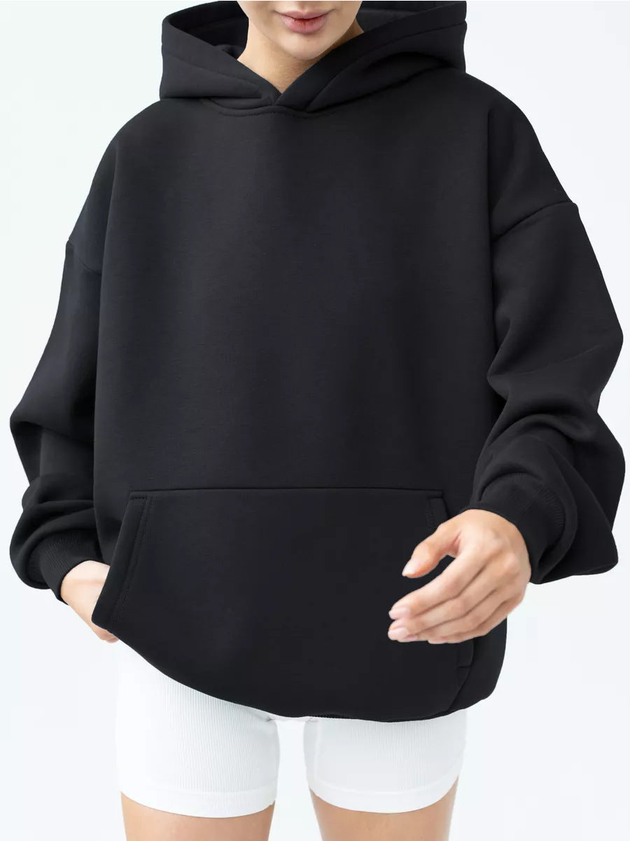 Damen nan oversized Kapuzenpullover mit Kängurutasche und dropped-shoulder Schnitt Drune