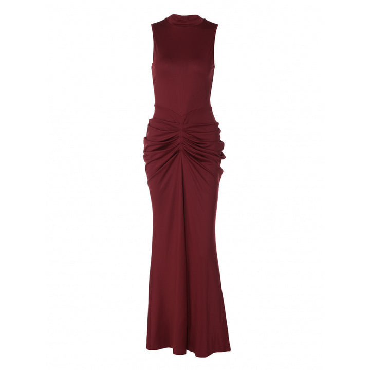 Damen Elegantes Maxikleid mit figurschmeichelndem Schnitt und hochgeschlossenem Design Drune