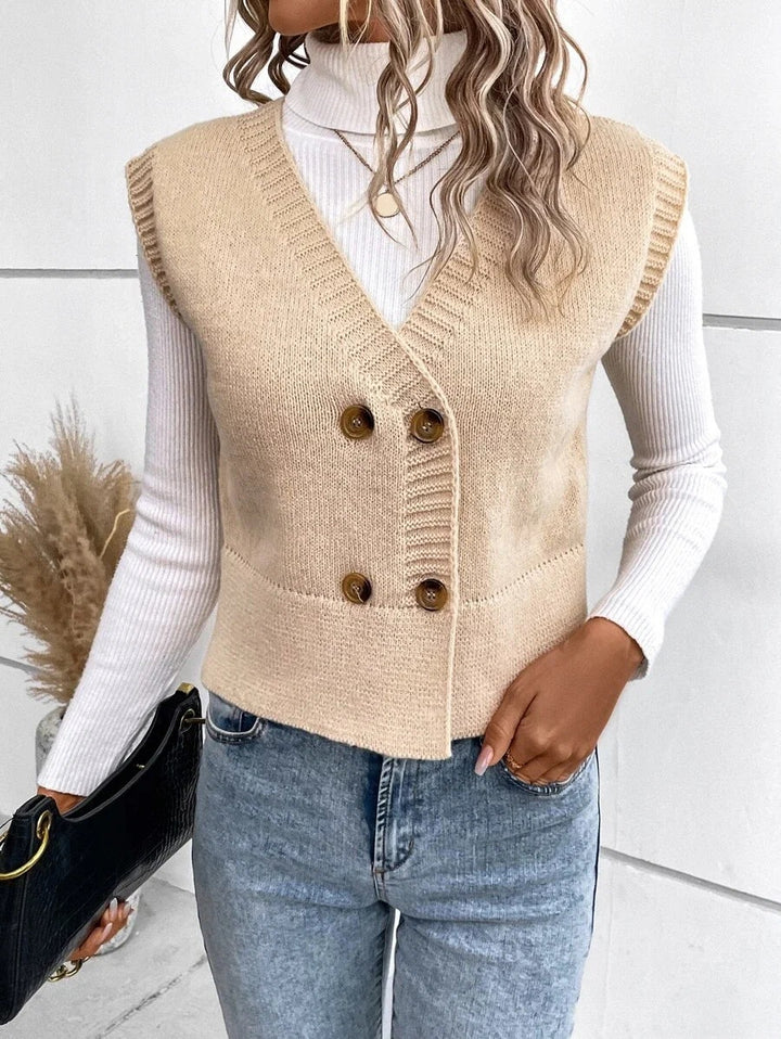 Damen Strickweste mit doppelter Knopfleiste Drune
