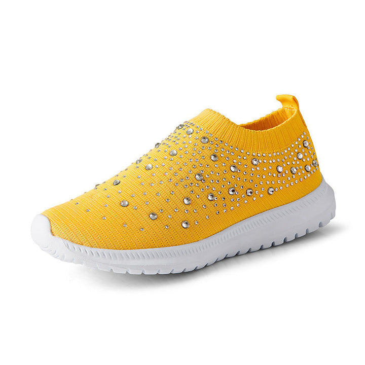 Damen Glitzernde Slip-On Sneakers mit atmungsaktivem Strickdesign und flexibler Sohle Drune