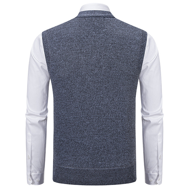 Herren nan V-Ausschnitt Strickweste mit Zopfmuster, durchgehender Knopfleiste und Eingrifftaschen Drune