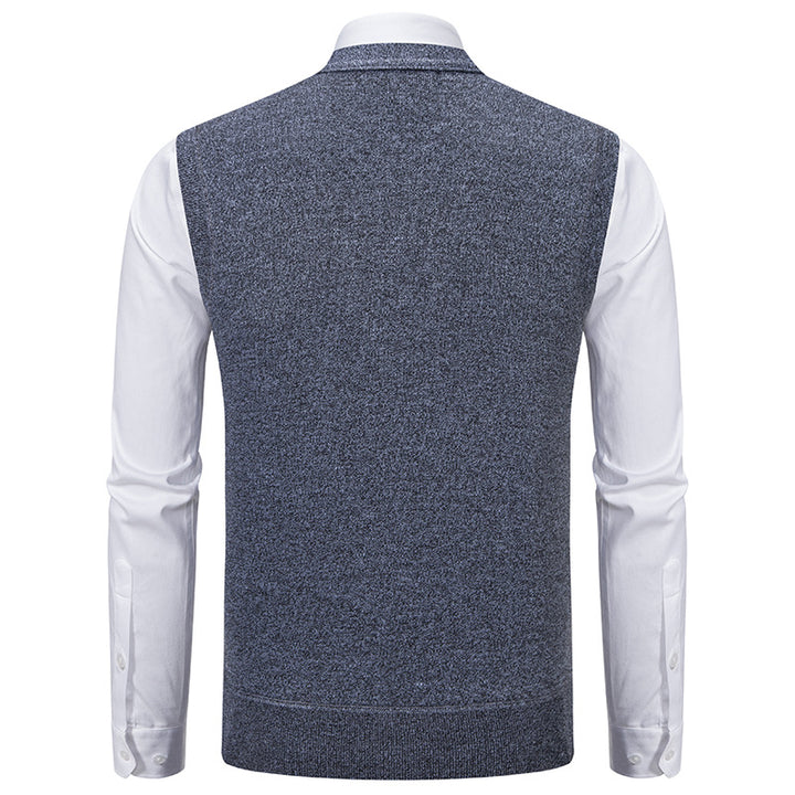 Herren nan V-Ausschnitt Strickweste mit Zopfmuster, durchgehender Knopfleiste und Eingrifftaschen Drune
