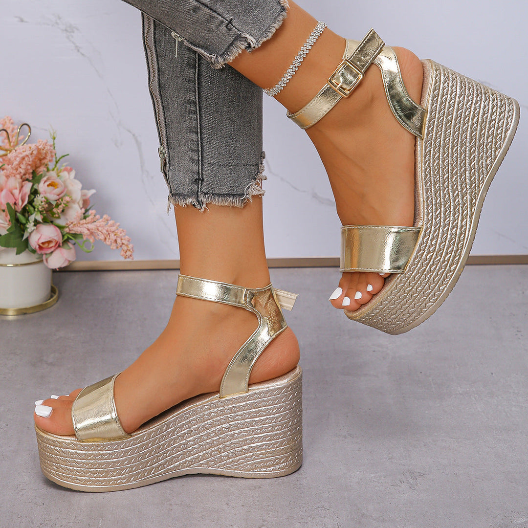 Damen Glamouröse Wedge-Sandalen mit verstellbarem Riemen Drune