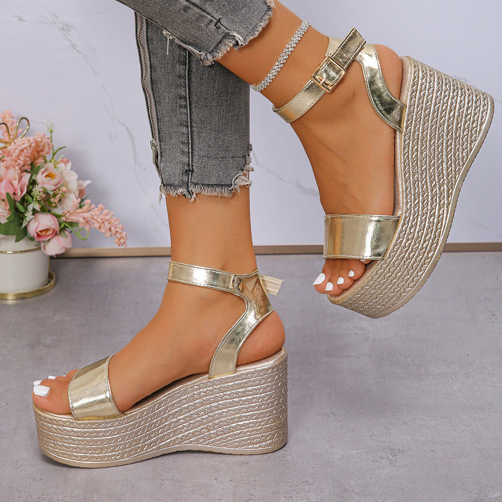 Damen Glamouröse Wedge-Sandalen mit verstellbarem Riemen Drune