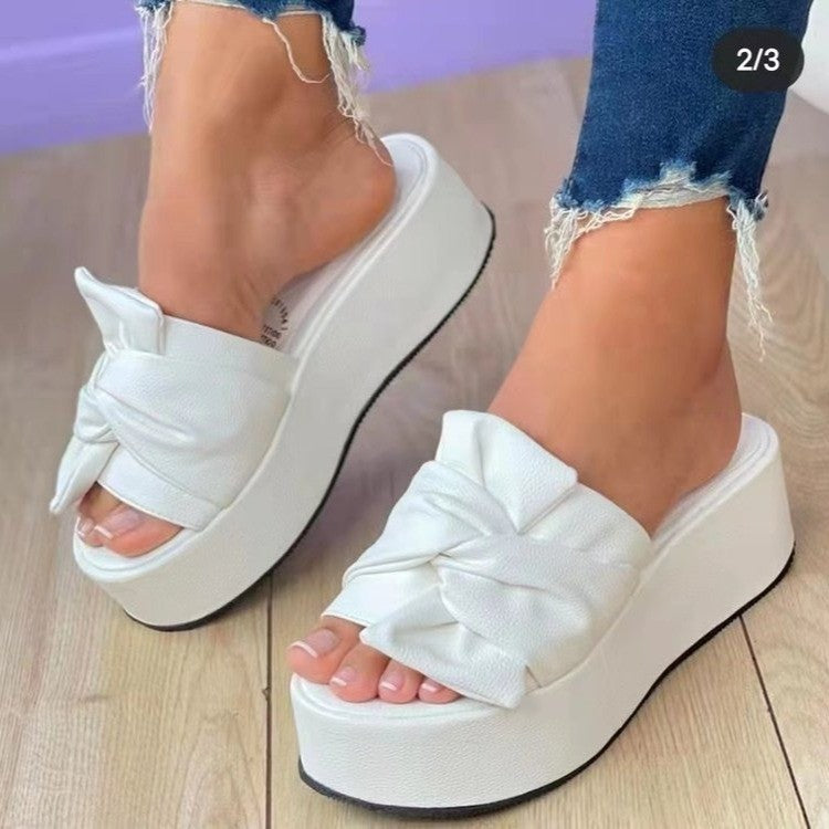 Damen Wedge-Pantoletten mit Stilvollem Knotendesign und Rutschfester Sohle Drune