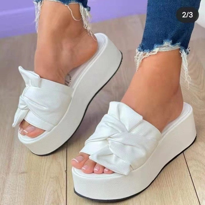 Damen Wedge-Pantoletten mit Stilvollem Knotendesign und Rutschfester Sohle Drune