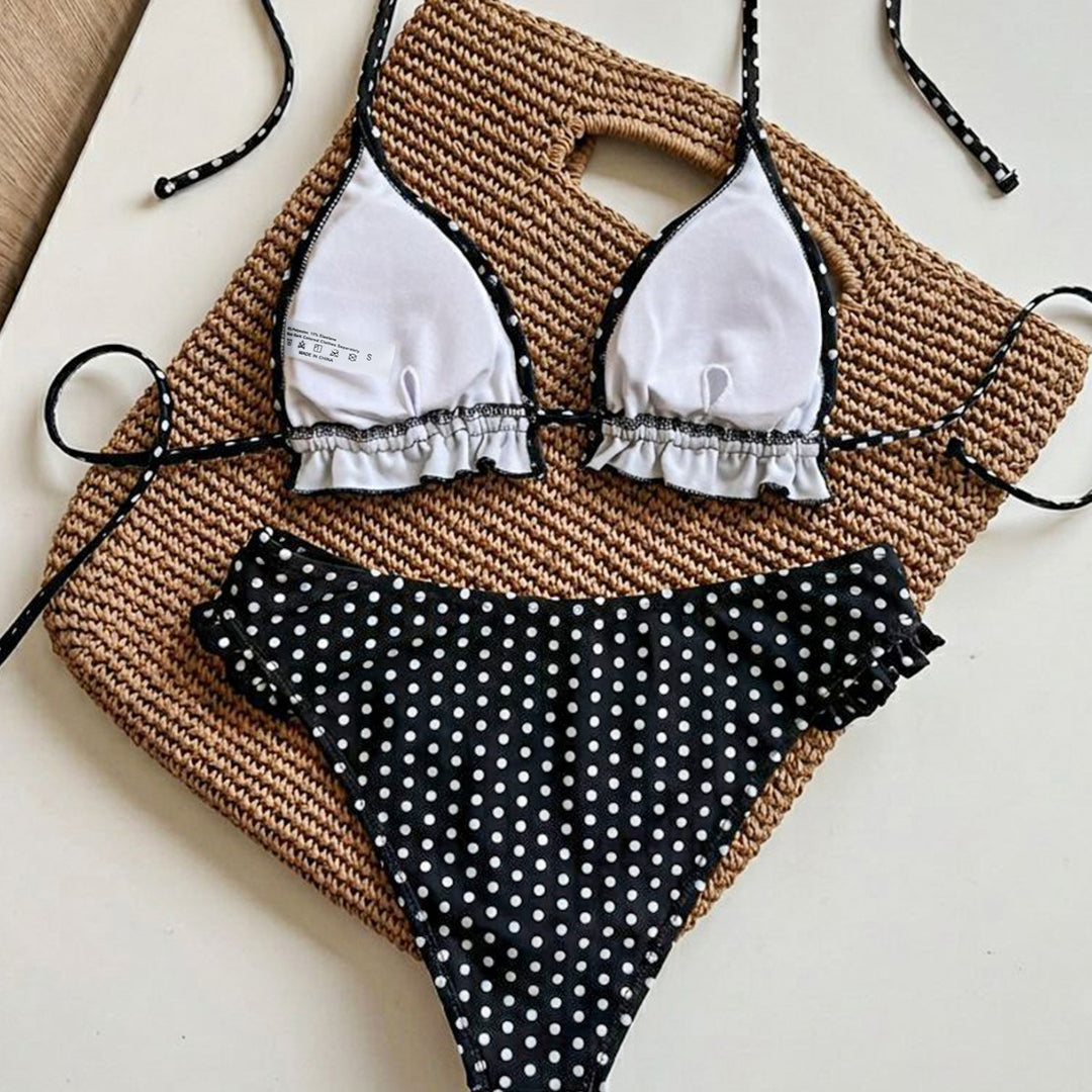 Damen Triangel-Bikini mit Rüschendetails und verstellbaren Trägern Drune