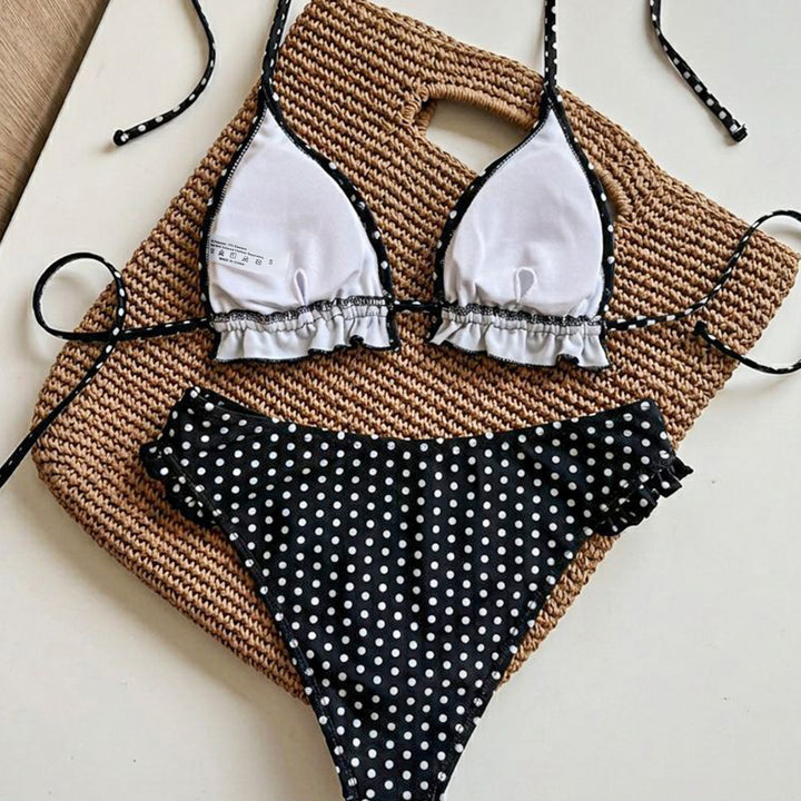 Damen Triangel-Bikini mit Rüschendetails und verstellbaren Trägern Drune