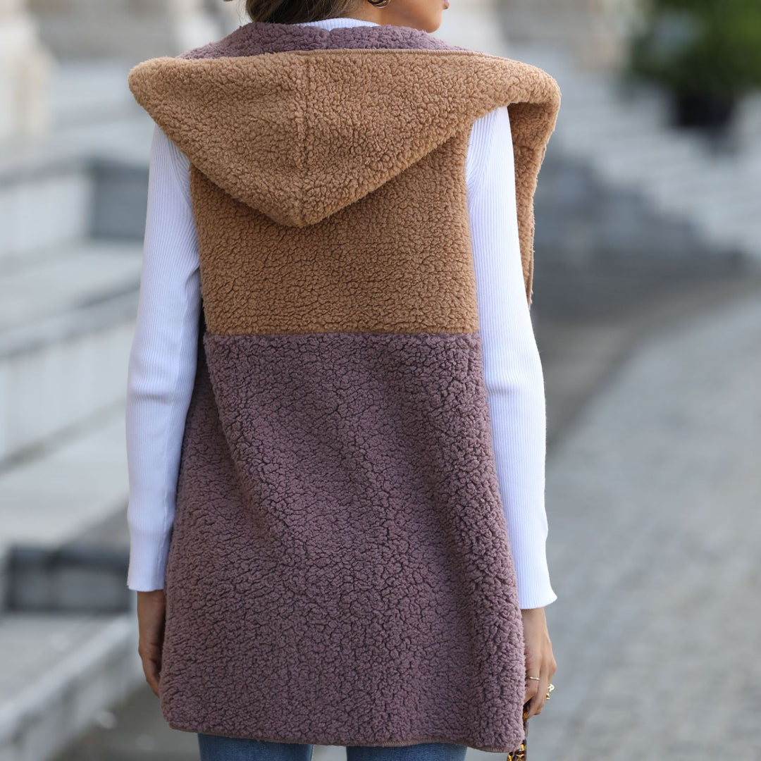 Damen Plüschweste mit großen Taschen und asymmetrischem Design Drune