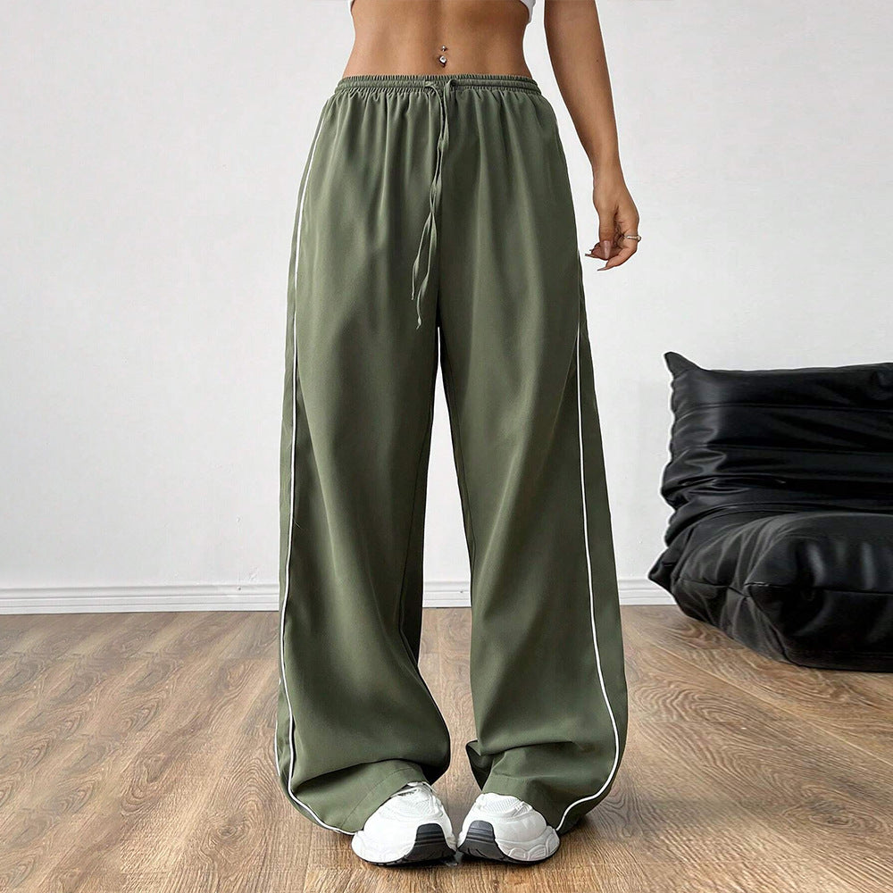 Damen weite Sporthose mit elastischem Bund und stylischen Seitenstreifen Drune