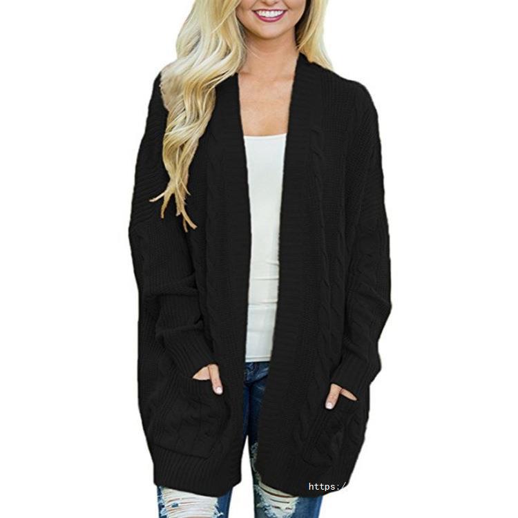 Damen Grobstrick Cardigan mit tiefen Taschen und eleganter Struktur Drune