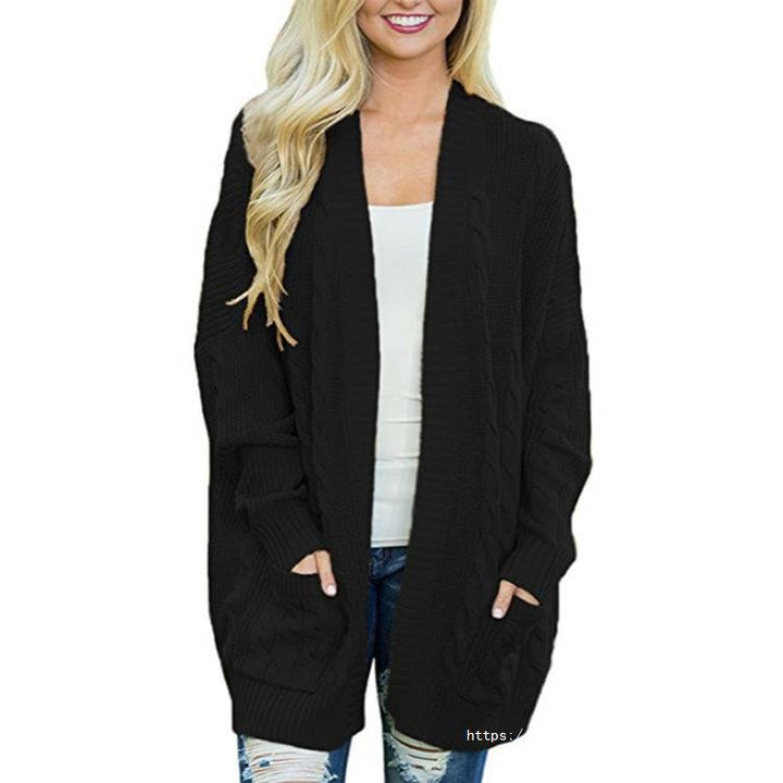 Damen Grobstrick Cardigan mit tiefen Taschen und eleganter Struktur Drune
