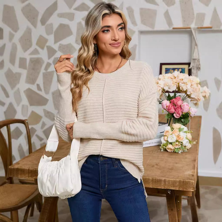 Damen Strickpullover mit feiner Rippstruktur und lässigem Schnitt Drune