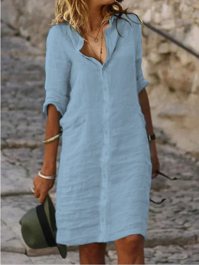 Damen Hemdblusenkleid aus leichter Baumwolle Drune