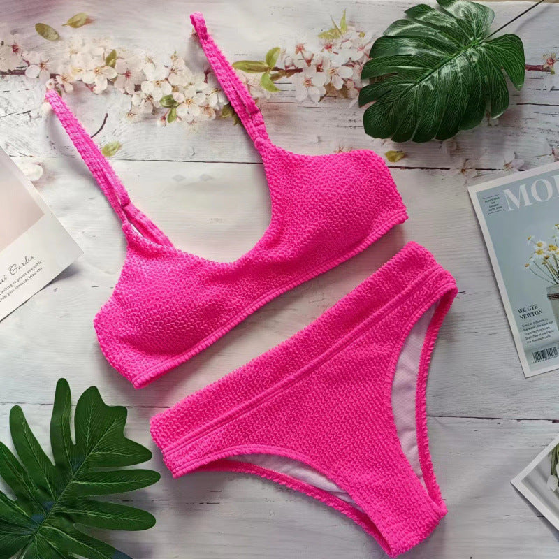Damen Triangel-Bikini mit elastischem Wellenmuster und komfortablem Schnitt Drune