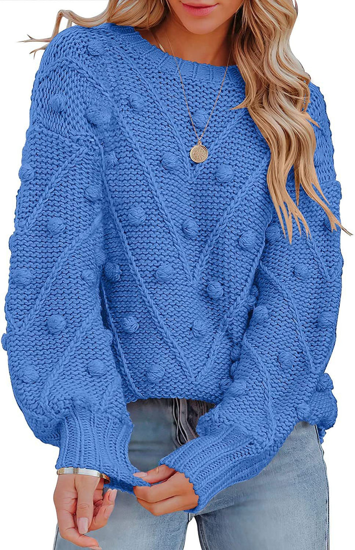 Damen stylischer Strickpullover mit strukturiertem 3D-Muster Drune