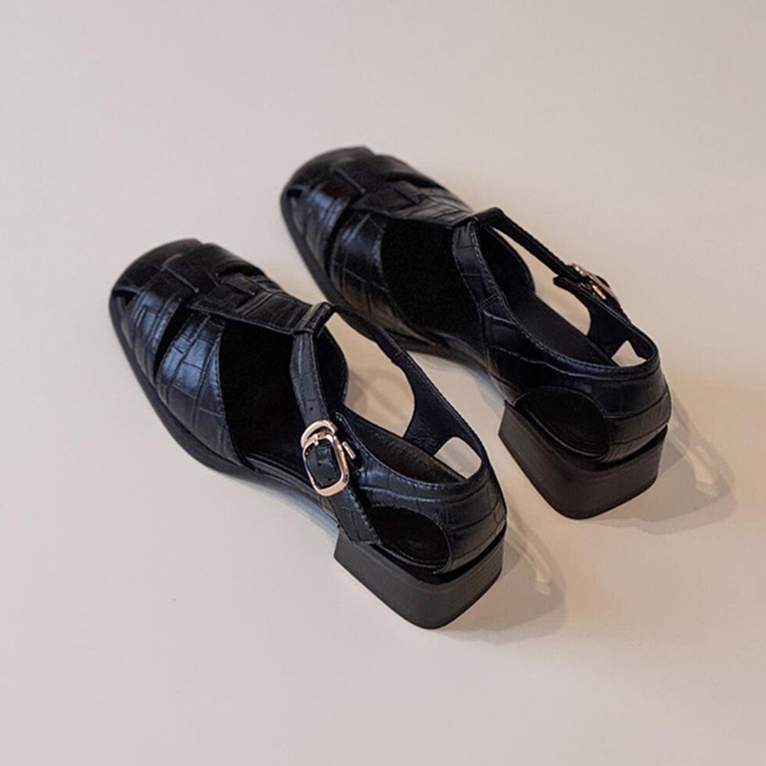 Damen Riemchen Blockabsatzsandalen mit verstellbarem Schnallen Drune