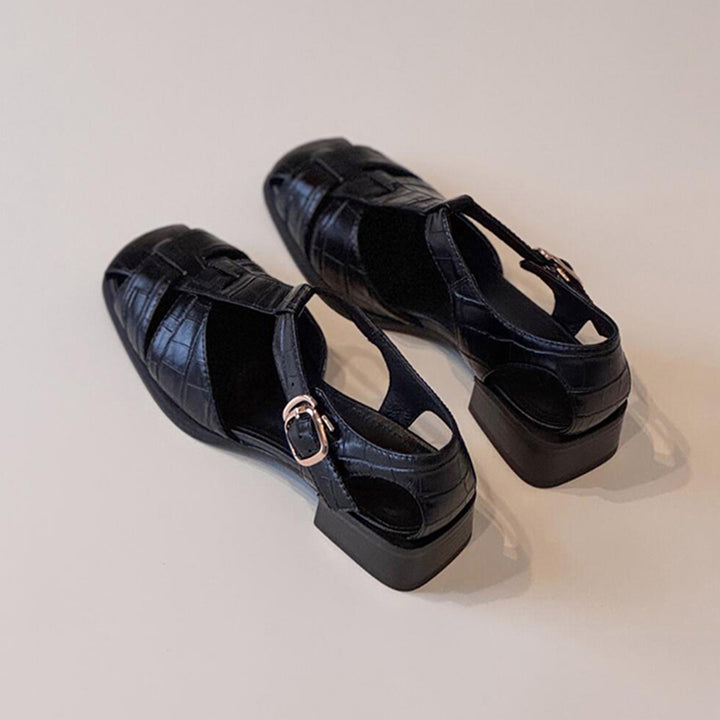 Damen Riemchen Blockabsatzsandalen mit verstellbarem Schnallen Drune