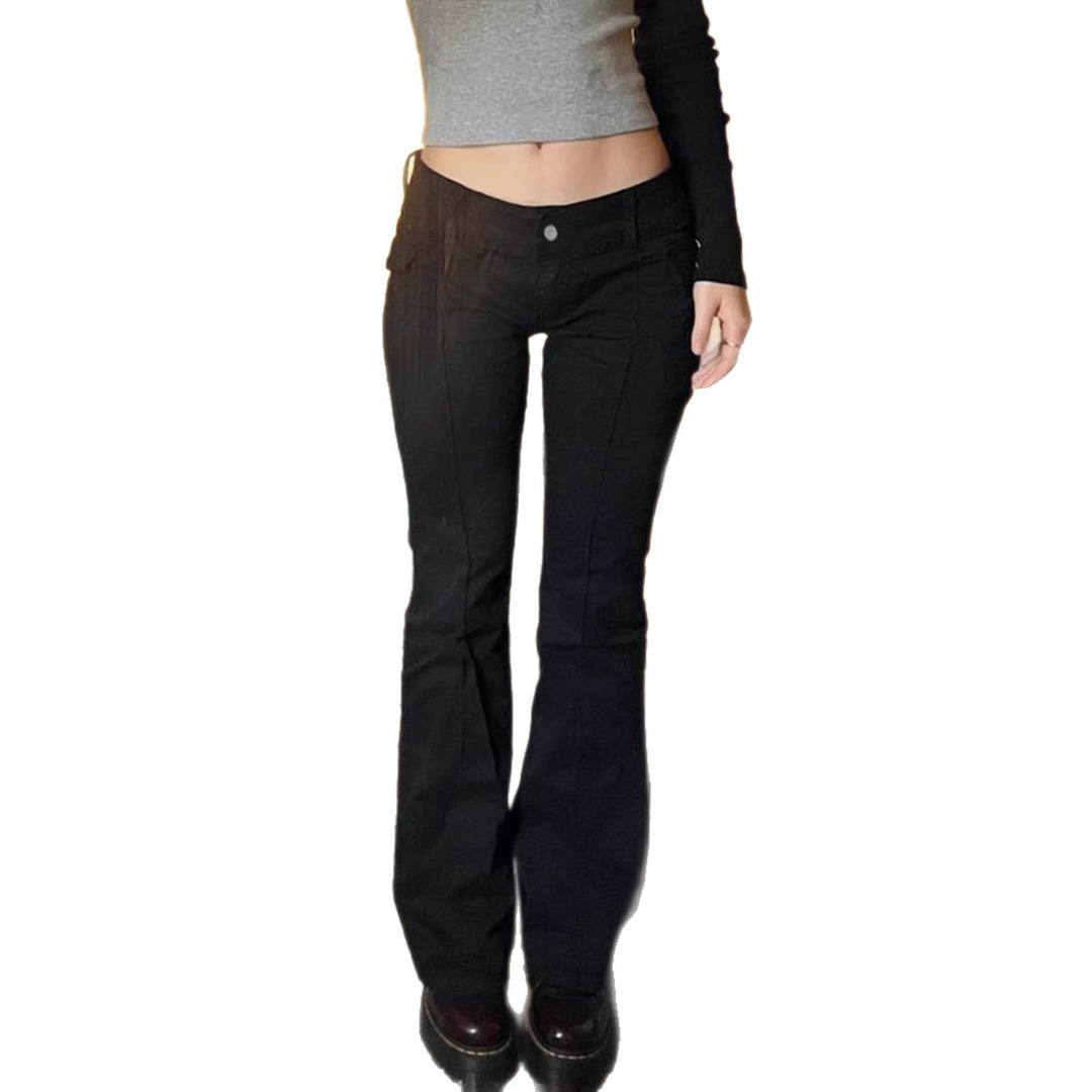 Damen Hochtaillierte Flared Jeans mit praktischen Taschen Drune