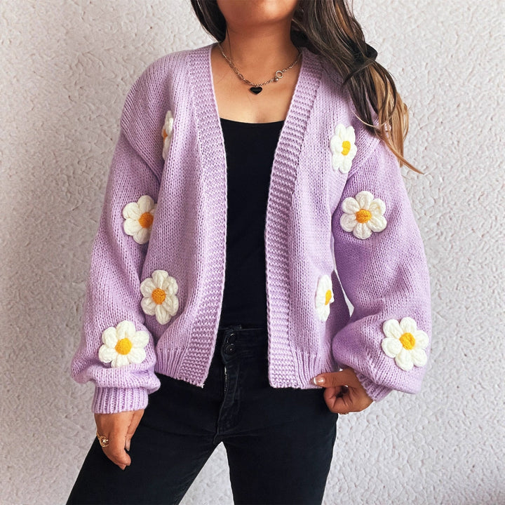 Damen Strickjacke mit floralem Design und lässiger Passform Drune