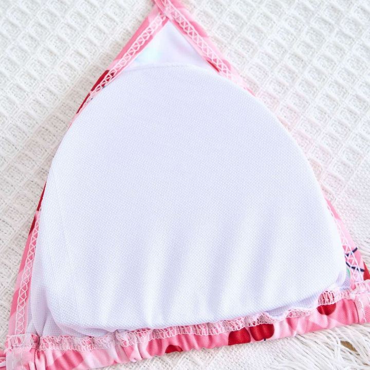Damen Triangel-Bikini mit frischem Kirschmotiv Drune