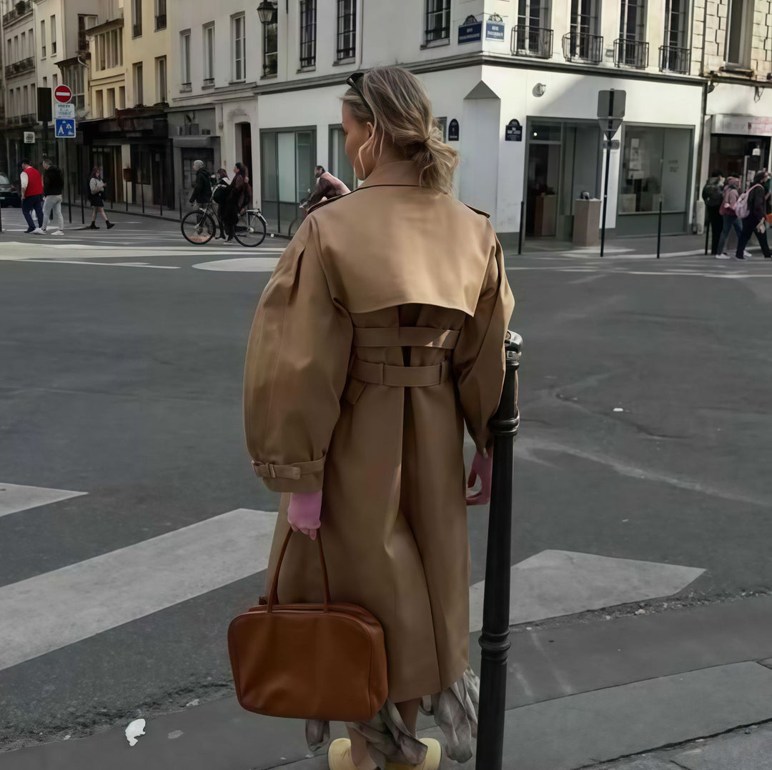 Damen klassischer Trenchcoat mit Gürtel und modernen Details Drune