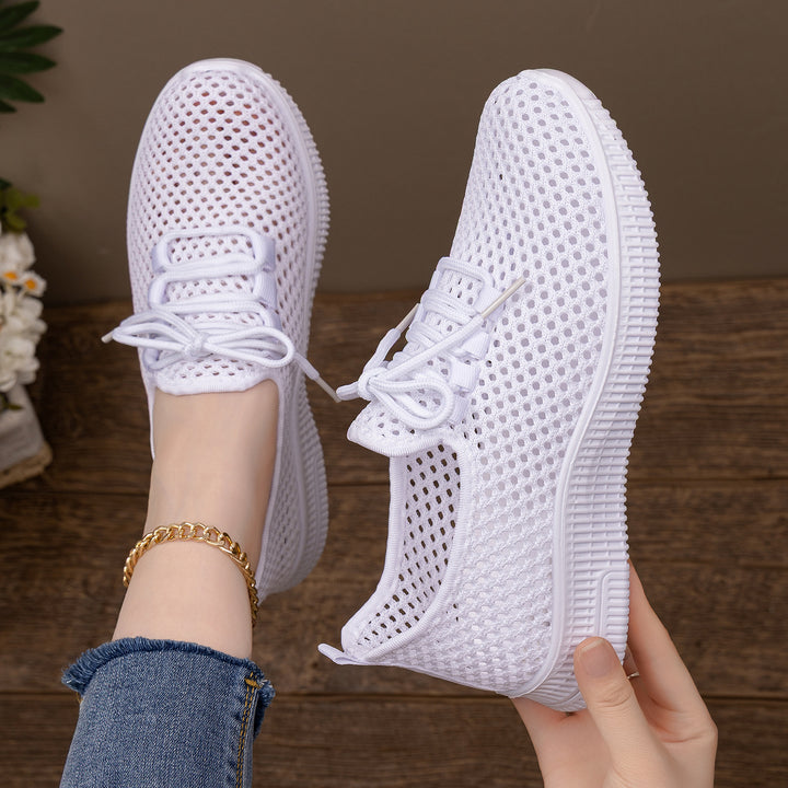 Damen nan atmungsaktiver Mesh-Slip-On Sneaker mit elastischer Schnürung und flexibler Profilsohle Drune