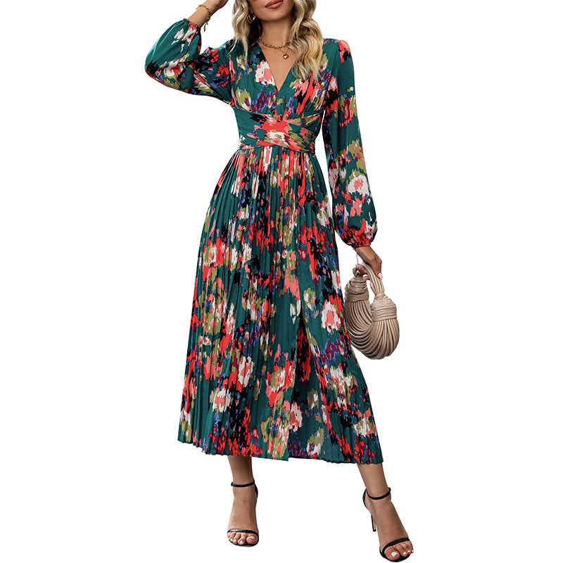 Damen Maxikleid mit floralem Design und elegantem Schlitz Drune