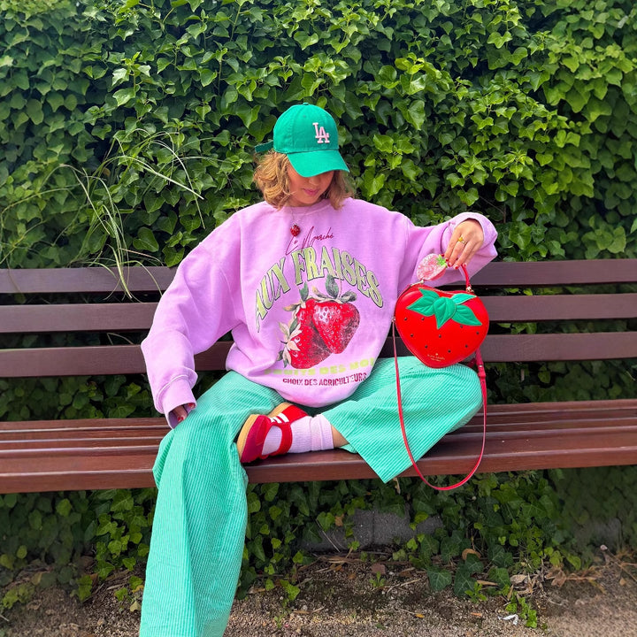 Damen modisches Sweatshirt mit auffälligem Erdbeer-Design und bequemen Schnitt Drune