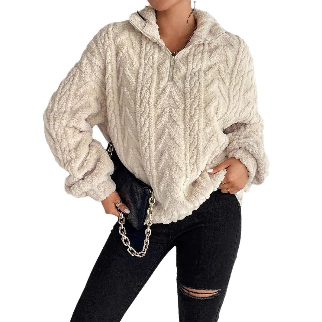 Damen kuscheliger Pullover mit hohem Kragen Drune