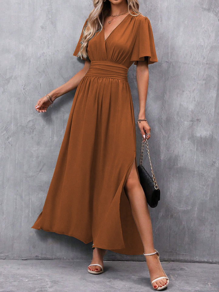 Damen maxikleid mit fließendem Schnitt und eleganten Ärmeln Drune