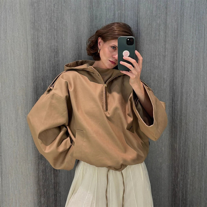 Damen oversized Fleecejacke mit praktischen Taschen Drune