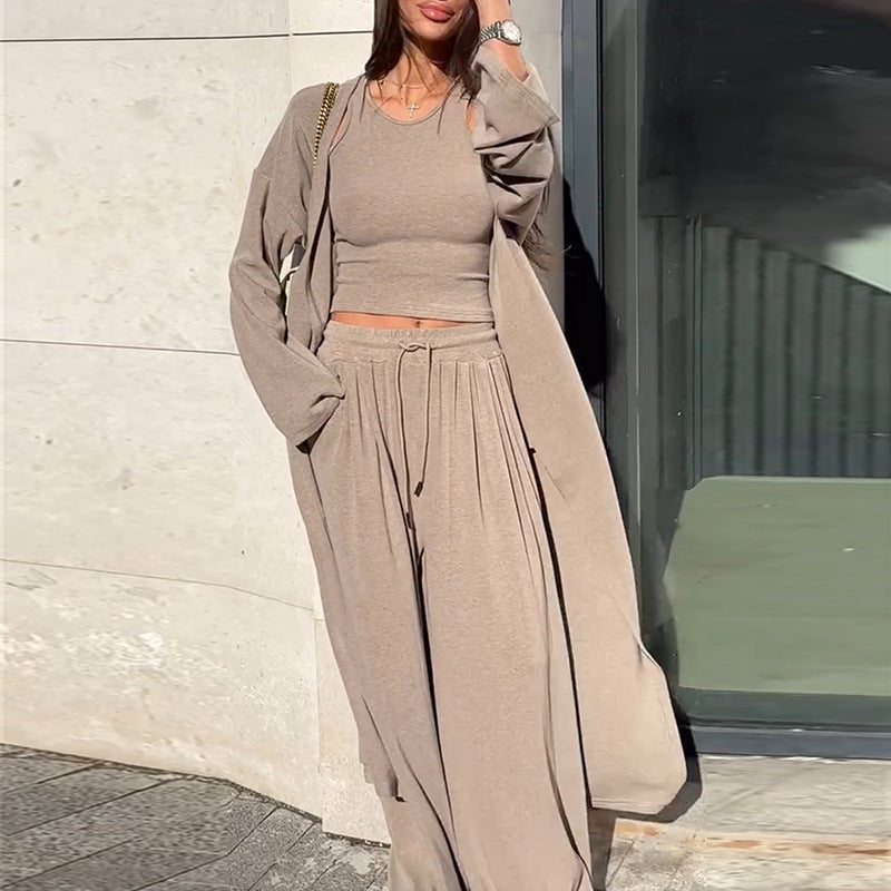 Damen Lässiges Freizeit-Ensemble mit offener Jacke Drune