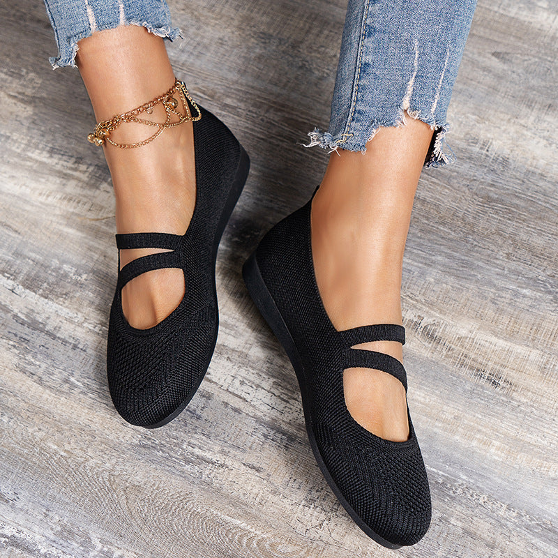 Drune | Flache Slipper Mit Riemen Über Dem Spann Und Flacher Sohle Für Damen